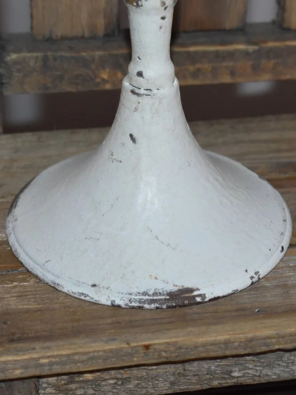 Vintage Shabby Chic Distressed White Iron Metal Candle Holder Farmhouse Decor